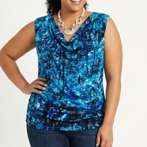 Calvin Klein Plus Size Ocean Blue Scoopneck Blouse